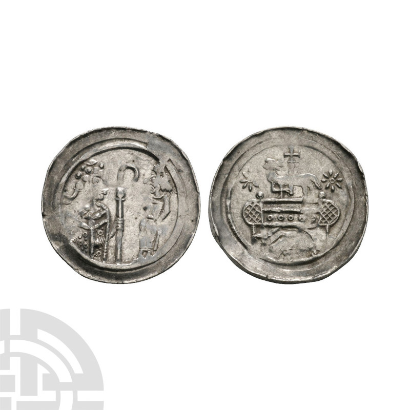 Germany - Abbey of Selz - Agnus Dei Pfennig 12th century A.D. Obv: abbot facing ...