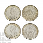 India - 1936 - 1/2 Rupees [2] Dated 1936 A.D. Bombay mint. Obvs: profile bust with GEORGE V KING EMPEROR legend. Revs: HALF / RUPEE / INDIA in three l...