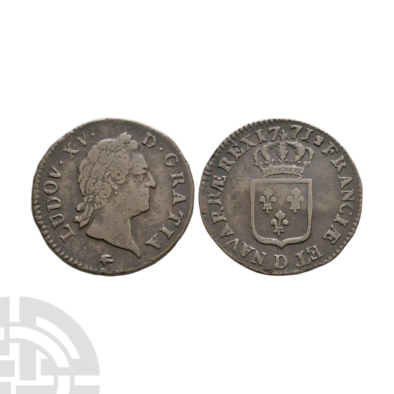 France - 1771 D - 1 Sol Dated 1771 A.D. Lyons mint. Obv: profile bust with LUDOV...