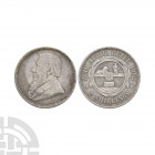 South Africa - Republic - 1892 - 2 Shillings Dated 1892 A.D. Obv: profile bust. Rev: arms with SUID AFRIK REPUB 2 SHILLINGS legend and date. KM# 6. 11...