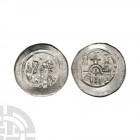 Germany - Abbey of Selz - Abbey Pfennig 12th century A.D. Obv: profile bust holding crozier. Rev: facade of abbey. See Nessel. 0.95 grams. . Property ...