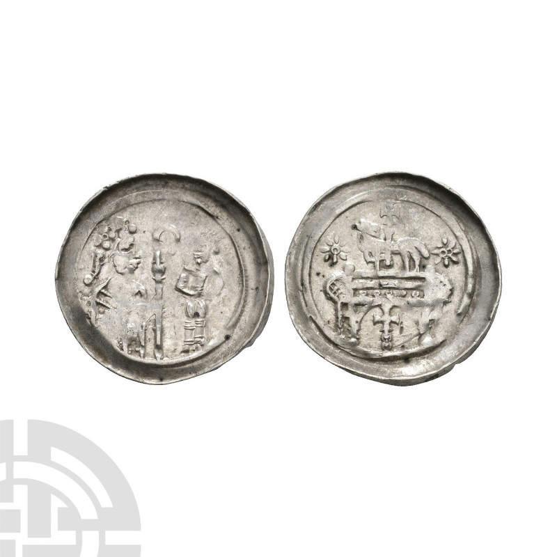 Germany - Abbey of Selz - Agnus Dei Pfennig 12th century A.D. Obv: abbot facing ...