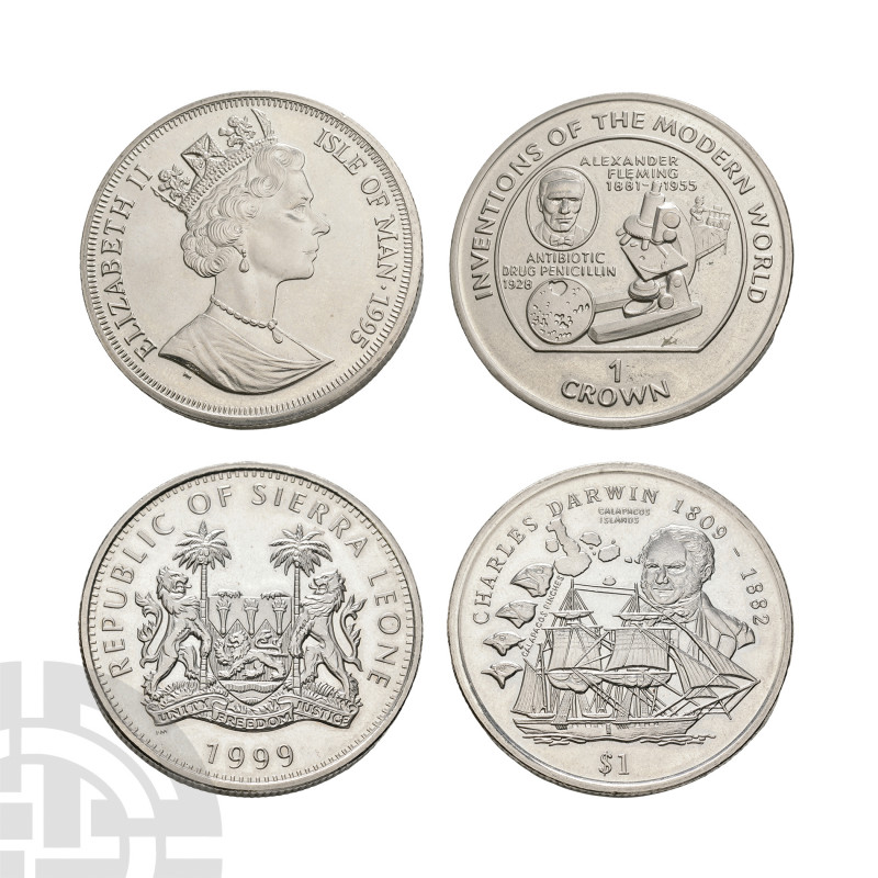 Isle of Man and Sierra Leone - Crown and Dollar [2] Dated 1995 and 1999 A.D. Isl...