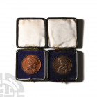 Tobacco W D C - 1923, 1929 - Cased Raleigh Award Medals [2] Dated 1923 and 1929 A.D. Struck in copper. Obvs: profile bust with SIR WALTER / RALEIGH le...