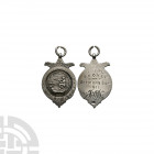 5 KOYLI Officer's Cup 1911 - Shooting Fob Silver garter fob, hallmarked with suspension loop ands ring. Obv: kneeling rifleman left within roundel and...