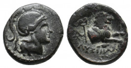 KINGS OF THRACE (Macedonian). Lysimacheia. Lysimachos (305-281 BC). Ae. 2.58 g. 14.05 mm.