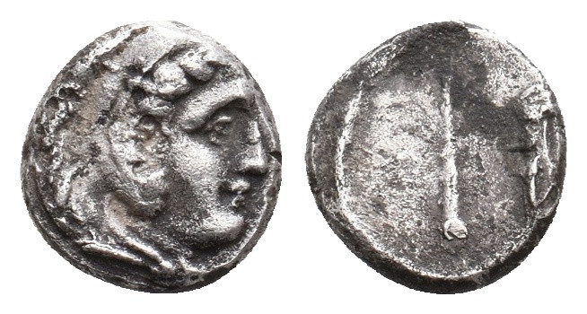 KINGS OF MACEDON. Alexander III ‘the Great’. (336-323 BC). AR Obol. 0.73 g. 8.50...