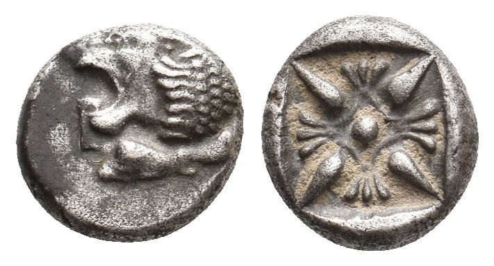 IONIA. Miletos. (Late 6th-early 5th centuries BC). AR Obol or Hemihekte. 1.22 g....