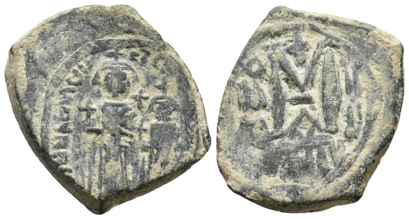 HERACLIUS with HERACLIUS CONSTANTINE (?), 610-641 AD. AE, Follis. Nicomedia (?) ...