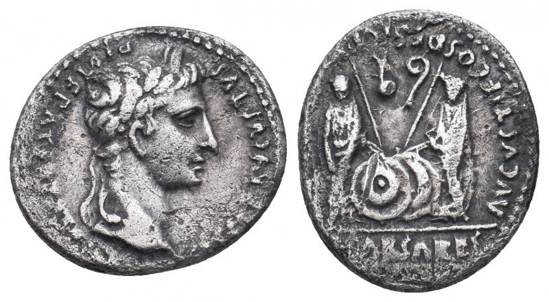 AUGUSTUS, 27 BC-AD 14. AR, Denarius. Lugdunum. 3.61 g. 19.50 mm.