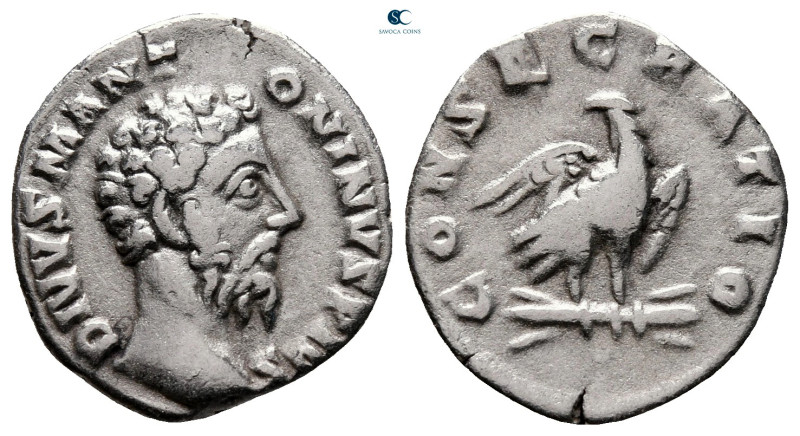 Divus Marcus Aurelius after AD 180. Rome
Denarius AR

17 mm, 2,75 g



ne...