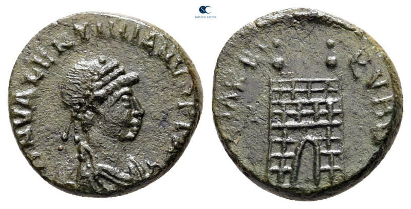 Valentinian II AD 375-392. Uncertain mint
Follis Æ

12 mm, 1,26 g



very...