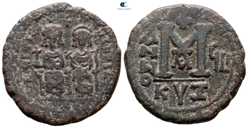 Justin II and Sophia AD 565-578. Cyzicus
Follis or 40 Nummi Æ

29 mm, 11,26 g...