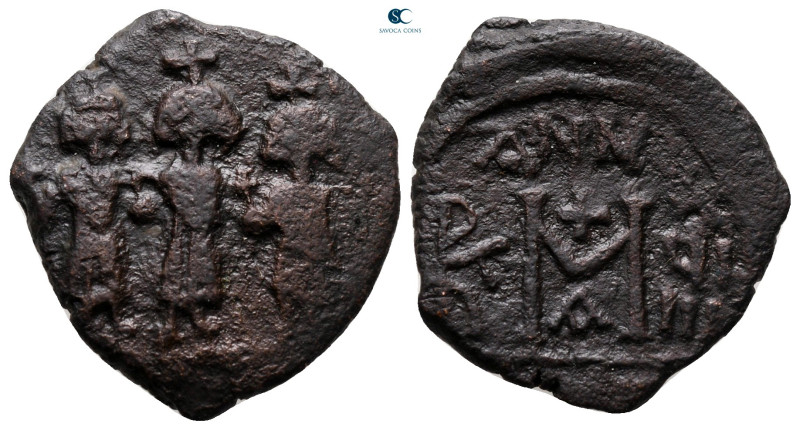 Heraclius, with Martina and Heraclius Constantine AD 610-641. Cyprus
Follis or ...