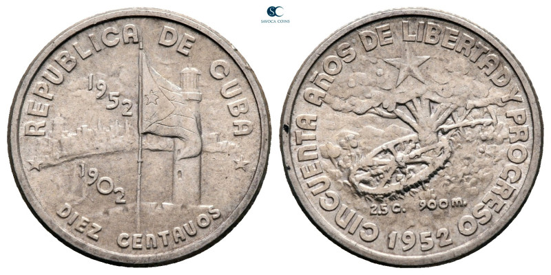 Cuba. AD 1952.
10 Centavos

18 mm, 2,50 g



very fine