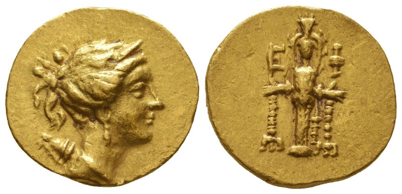 IONIA. Ephesos. Circa 122/1-121/0. Stater (Gold,  Draped bust of Artemis to righ...