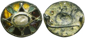 Ancient Roman or Byzantine Brooch, very elegantly glass in laid on a gold basement!
Reference:

Condition: Very Fine

Weight: 21.9 gr Diameter: 4...
