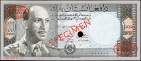 AFGHANISTAN. Da Afghanistan Bank. 1000 Afghanis, 1961. P-42s. Specimen. Uncirculated.
Estimate $150.00 - $300.00