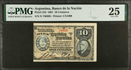 ARGENTINA. Banco de la Nacion. 10 Centavos, 1891. P-210. PMG Very Fine 25.
Estimate $50.00 - $100.00