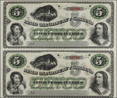 ARGENTINA. El Banco Oxandaburu y Garbino. 5 Pesos Fuertes, 1869. P-S1792. Uncut Pair. Remainders. About Uncirculated.
Estimate $100.00 - $150.00