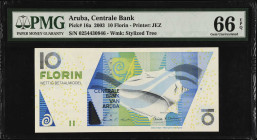 ARUBA. Centrale Bank van Aruba. 10 Florin, 2003. P-16a. PMG Gem Uncirculated 66 EPQ.
Estimate $50.00 - $100.00