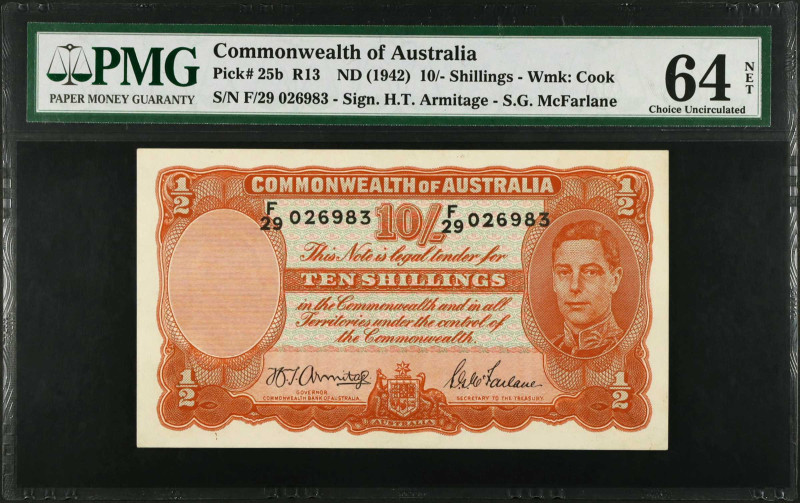 AUSTRALIA. Commonwealth Bank of Australia. 10 Shillings, ND (1942). P-25b. PMG C...