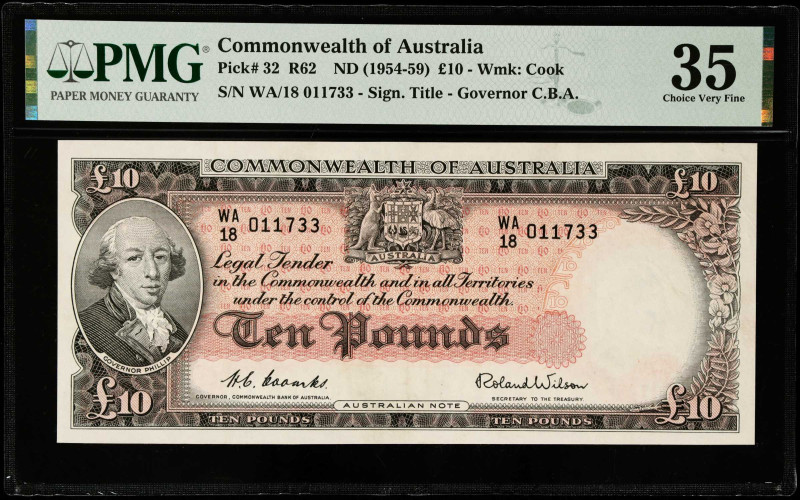 AUSTRALIA. Commonwealth of Australia. 10 Pounds, ND (1954-59). P-32. PMG Choice ...