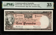 AUSTRALIA. Commonwealth of Australia. 10 Pounds, ND (1954-59). P-32. PMG Choice Very Fine 35.
Estimate $350.00 - $450.00