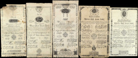 AUSTRIA. Lot of (5). Gemeinde Stadt Wien. 1, 2, 5 & 10 Gulden, 1800-06. P-A29, A30, A31, A38 & A39. Very Good to Fine.
Damage/issues are noticed. SOL...