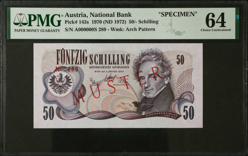 AUSTRIA. Oesterreichische Natonalbank. 50 Schilling, 1970 (ND 1972). P-143s. Spe...