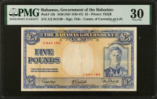 BAHAMAS. The Bahamas Government. 5 Pounds, 1936 (ND 1945-47). P-12b. PMG Very Fine 30.
PMG comments "Stains".
Estimate $200.00 - $400.00