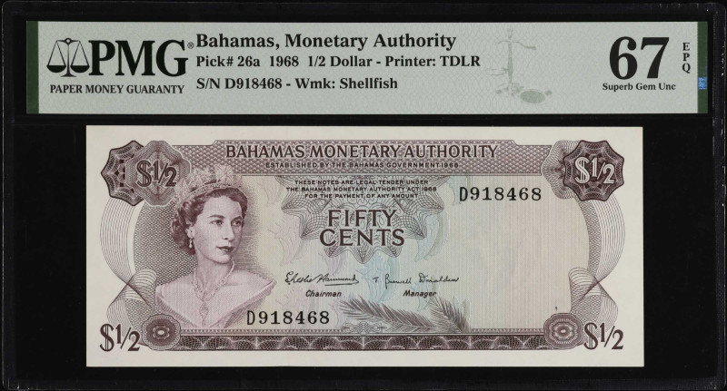 BAHAMAS. Lot of (4). Mixed Banks. 1/2, 1 & 3 Dollars, 1968-74 (ND 1984). P-26a, ...