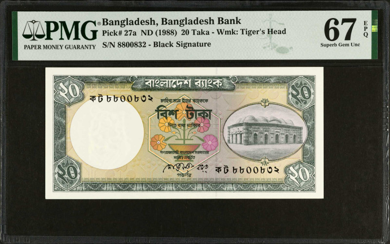 BANGLADESH. Lot of (3). Bangladesh Bank. 20 Taka, ND (1988-2002). P-27a, 27b & 2...