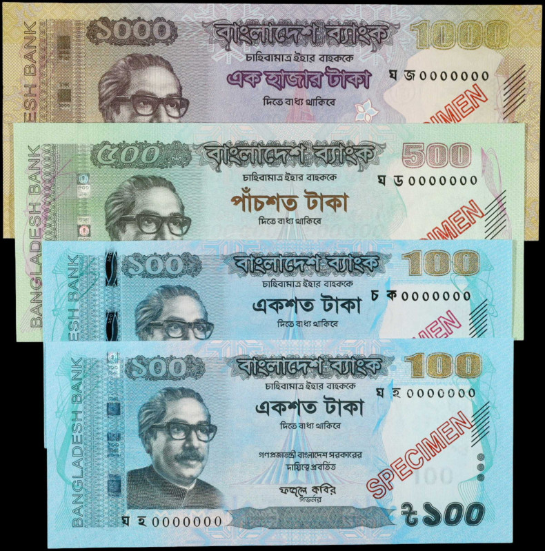 BANGLADESH. Lot of (4). Bangladesh Bank. 100, 500 & 1000 Taka, 2011-21. P-57gs, ...