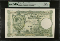 BELGIUM. Banque Nationale de Belgique. 1000 Francs, 1937. P-104. PMG Choice Very Fine 35.
Estimate $150.00 - $250.00