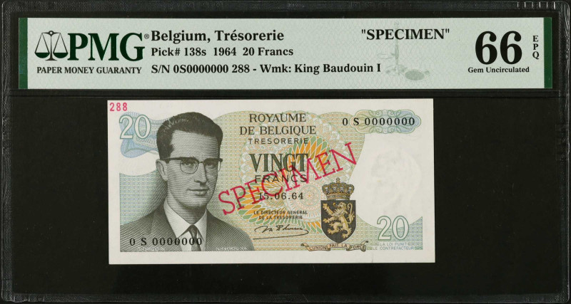 BELGIUM. Lot of (5). Banque Nationale de Belgique. 20, 100, 500, 1000 & 5000 Fra...