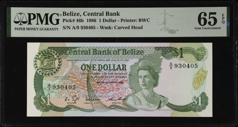 BELIZE. Lot of (2). Central Bank of Belize. 1 Dollar, 1986-87. P-46b & 46c. PMG ...