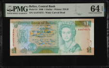 BELIZE. Lot of (3). Central Bank of Belize. 1, 2 & 5 Dollars, 1990. P-51, 52a & 53a. PMG Choice Uncirculated 64 EPQ & Gem Uncirculated 65 EPQ.
Estima...
