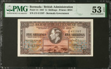 BERMUDA. Bermuda Government. 5 Shillings, 1947. P-14. PMG About Uncirculated 53 EPQ.
Estimate $150.00 - $250.00