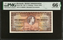 BERMUDA. Bermuda Government. 5 Shillings, 1957. P-18b. PMG Gem Uncirculated 66 EPQ.
Estimate $200.00 - $300.00