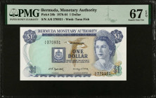 BERMUDA. Bermuda Monetary Authority. 1 Dollar, 1982. P-28b. PMG Superb Gem Uncirculated 67 EPQ.
Estimate $50.00 - $100.00