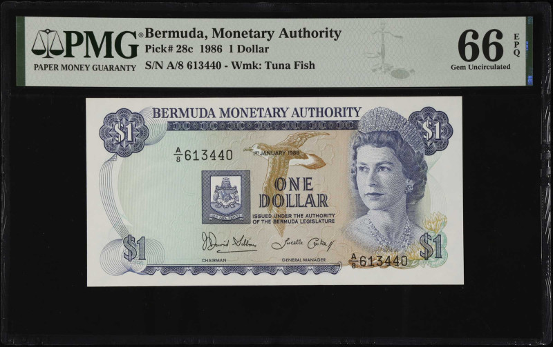 BERMUDA. Lot of (2). Bermuda Monetary Authority. 1 Dollar, 1986. P-28c. Consecut...