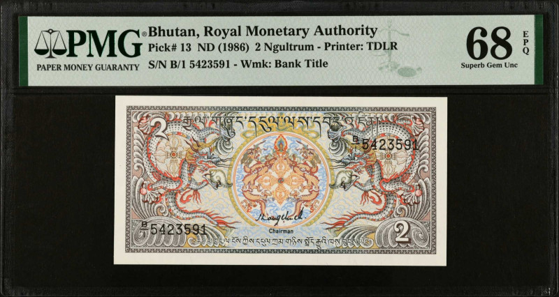 BHUTAN. Royal Monetary Authority of Bhutan. 2 Ngultrum, ND (1986). P-13. PMG Sup...