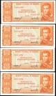 BOLIVIA. Lot of (4). Banco Central de Bolivia. 50 Pesos Bolivianos, 1962. P-162. Consecutive Mismatched Serial Number Errors. Uncirculated.
Lot of (4...