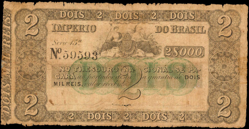 BRAZIL. Thesouro Nacional. 2 Mil Reis, ND (1852-1867). P-A229. Very Good.
Inter...