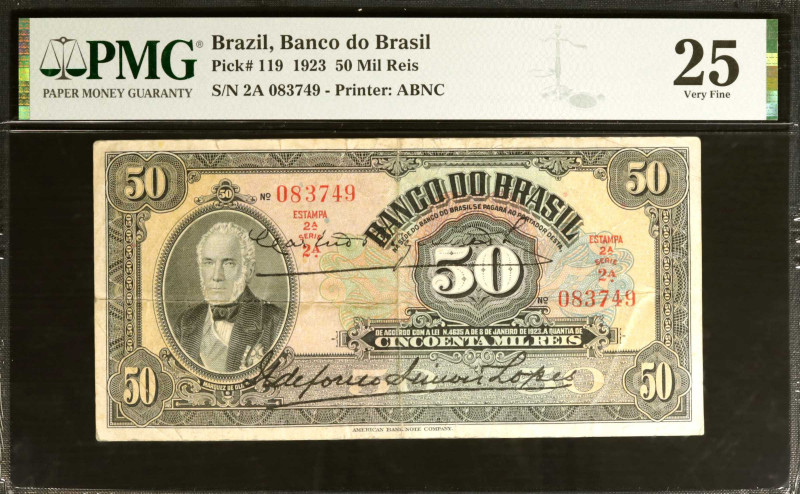 BRAZIL. Banco do Brasil. 50 Mil Reis, 1923. P-119. PMG Very Fine 25.
Estimate $...