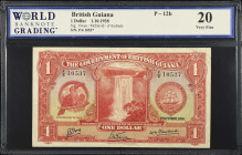 BRITISH GUIANA. The Government of British Guiana. 1 Dollar, 1938. P-12b. WBG Very Fine 20.
Estimate $100.00 - $200.00