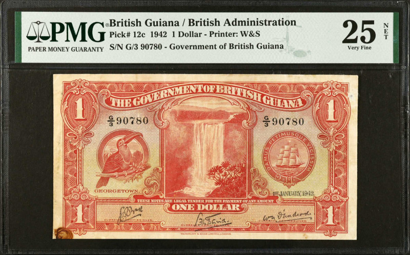 BRITISH GUIANA. The Government of British Guiana. 1 Dollar, 1942. P-12c. PMG Ver...