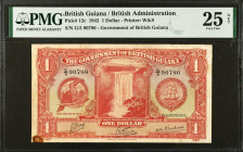 BRITISH GUIANA. The Government of British Guiana. 1 Dollar, 1942. P-12c. PMG Very Fine 25 Net. Rust.
PMG comments "Rust".
Estimate $100.00 - $200.00