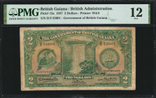 BRITISH GUIANA. The Government of British Guiana. 2 Dollars, 1937. P-13a. PMG Fine 12.
Printed by W&S. Toucan at left with seal at right. One of just...